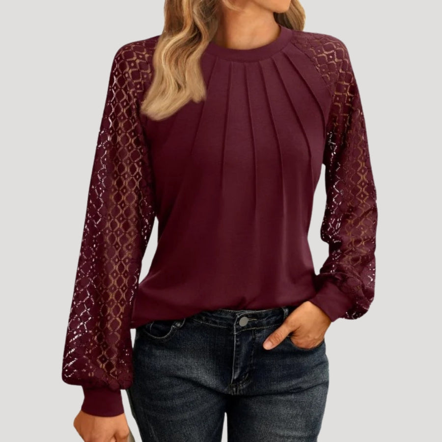 Doriane | Women's Lace Sleeve Round Neck Blouse