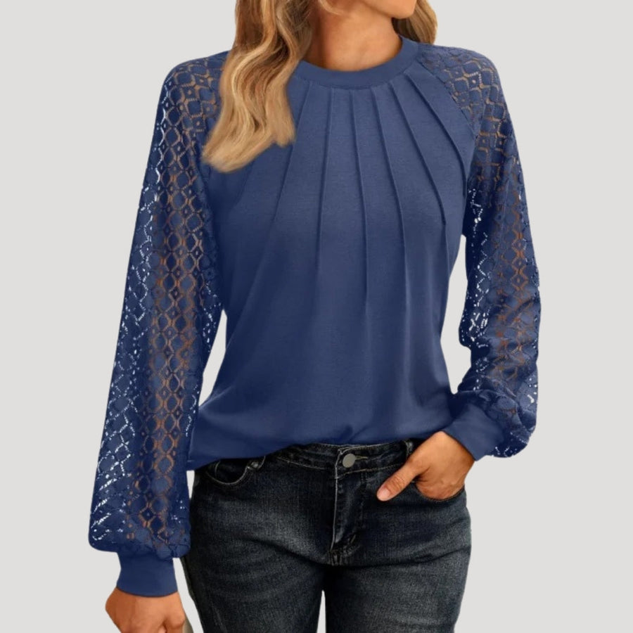 Doriane | Women's Lace Sleeve Round Neck Blouse