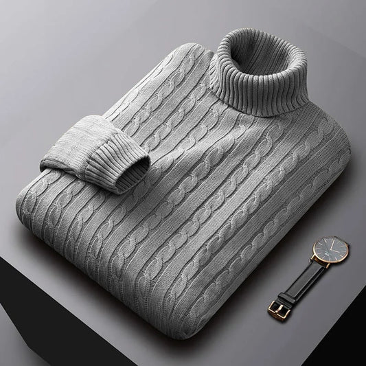 Anthony - Knitted Roll Neck Jumper – Grey