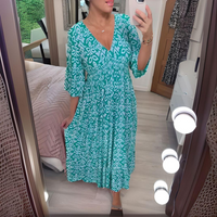 Dakota | Women's Boho Loose Fit Printed Casual Dress Aqua Blue