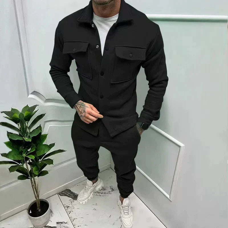 Drevon | Men's 2 Piece Button-Up Tracksuit Set