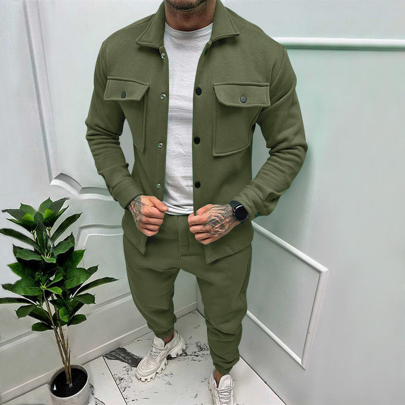 Drevon | Men's 2 Piece Button-Up Tracksuit Set