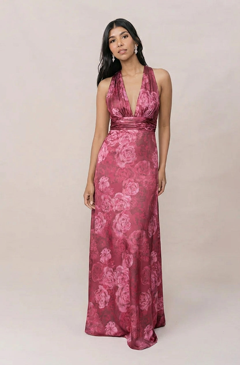Dylan Satin Floral Print Dress