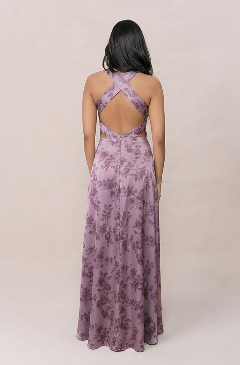 Dylan Satin Floral Print Dress