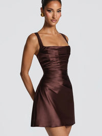 Fashion Dress Calanthe Mini Dress Plum Brown Color: Brown Size: L