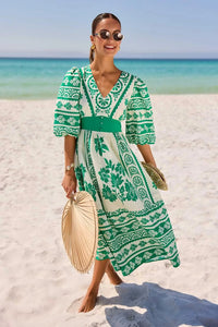 Hadley Green Printed Midi Dress