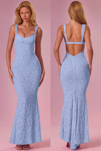 Lace Sweetheart Neck Gown In Sky Blue