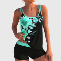 Victoria – Floral Tankini with Shorts & Tummy-Flattening Effect