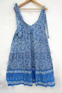 Summer Travel Wear Cotton Mini Maxi Dress Deep V Neckline With Strap