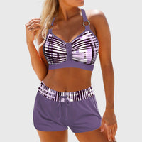 Chloe | Womens Ribbed High-Waisted Bikini Swimsuit Purple