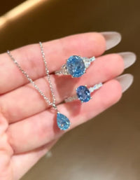 2.0ct Icy Blue D Teardrop Necklace