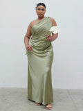 Juliet Ruched Maxi Bridesmaid Dress Curve Matte Olive