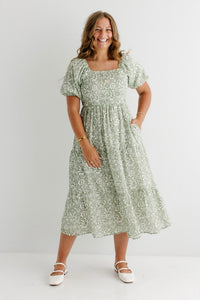 Miami Smocked Bodice Floral Midi Dress