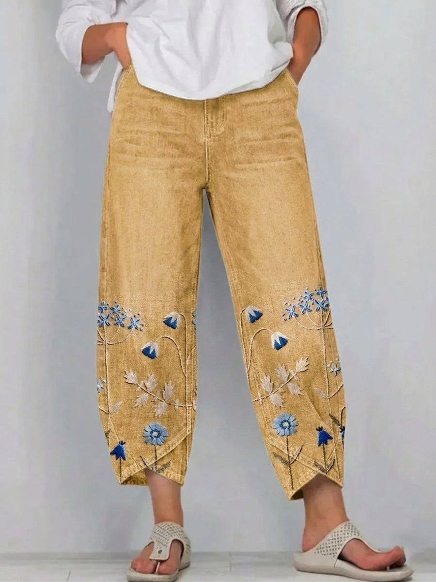 Avery - Casual Embroidered Trousers with Pockets