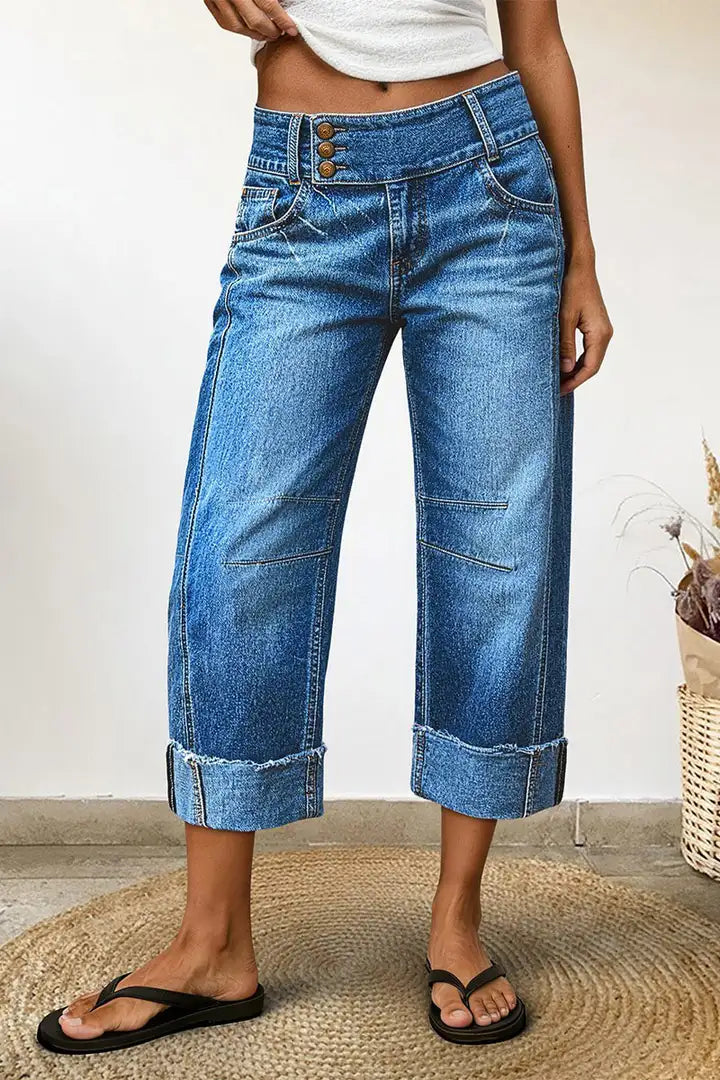 Samara – High-Waist Cropped Barrel Jeans