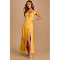 Dress Got Your Love Mustard Yellow Ruffled Button Back Maxi Dress Size