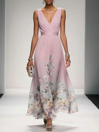 Isabella | Women's Floral Print Wedding Guest Dress Pink