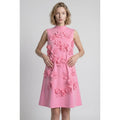 Women's Pink Floral Appliqué Mini Dress