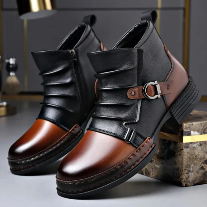Wesley – Two-Tone Leather Ankle Boots