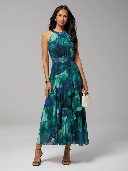 Floral Bloom Flowy Chiffon Tiered Maxi Dress 2026 $113.99