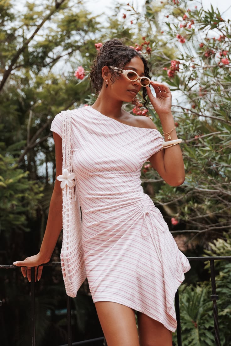 Petal & Pup Women's Pink Off Shoulder Mini Dress