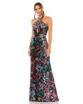Long Halter Formal Prom Dress Halter Neckline Mac Duggal 49695 Black