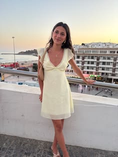 Yellow Mini Dress European Summer Outfit