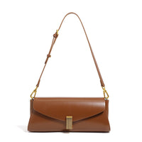 Faux Leather Shoulder Bag with Metal Buckle - Amandine