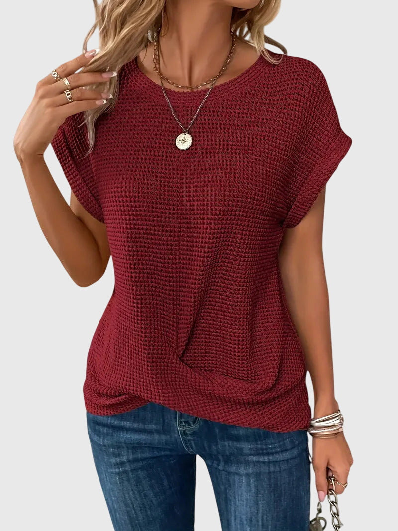 Isa | Elegant Blouse With Crew Neck Red