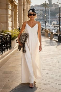 TENCEL Linen Blend Open-Back Vacation Dress