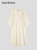 Scarlet Darkness Renaissance Fairy Slit Sleeve Pockets Maxi Dress
