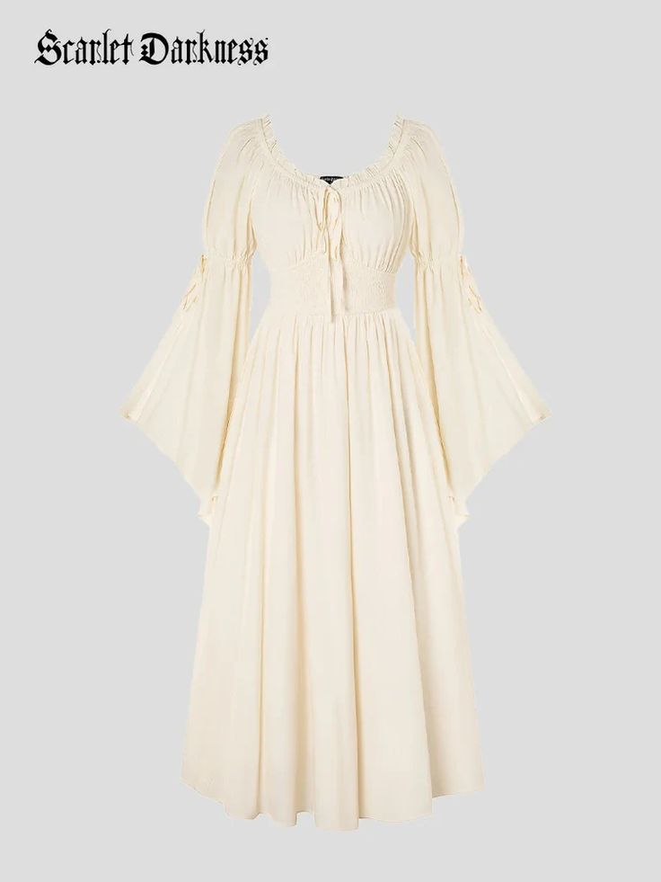Scarlet Darkness Renaissance Fairy Slit Sleeve Pockets Maxi Dress