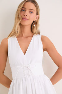 White Marylin Lace Up Midi Dress Hyacinth House