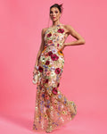 Maraya Floral Applique Maxi Dress Colorful