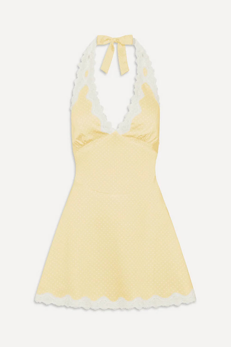 Audrey Satin Mini Dress Whipped Butter Dottie Whipped Butter Dottie