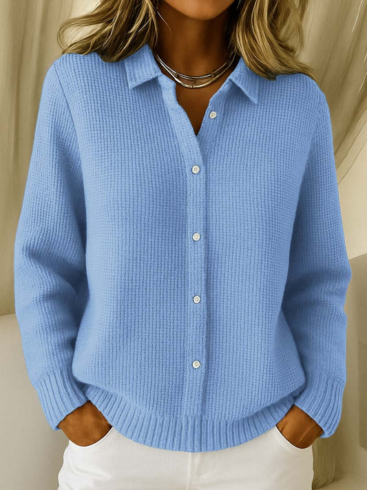 Lisa | Classic Knitted Button Cardigan Blue