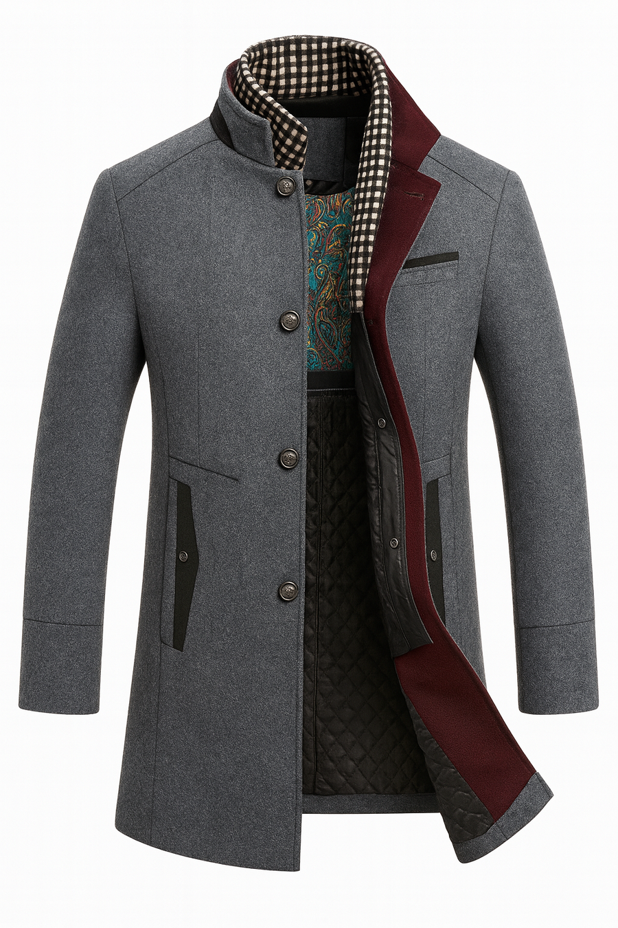 Jonah - Wool Blend Overcoat with Stand Collar