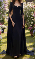 Chic Black Prom Dress: Evening Formal Gown With Cape Sleeves