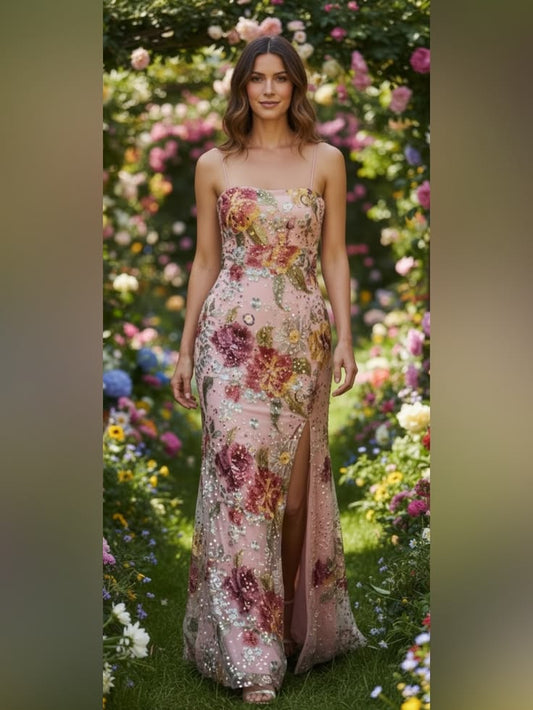 Jump Dress Jump Pink Floral Sequin Maxi Dress Sz 11 12 Color: Pink