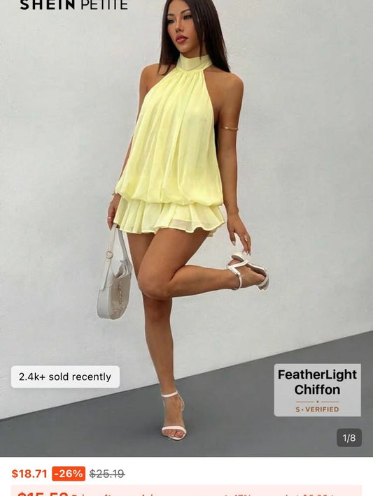 Yellow Halter Mini Dress