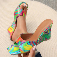 Mitzi Abstract Leather Wedge