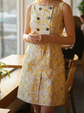 Tibi Dress Tibi Yellow Gold Silk Brocade Metallic Fit And Flare A Line