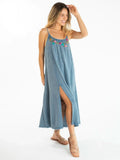 Cosette Embroidered Cotton Maxi Dress Denim