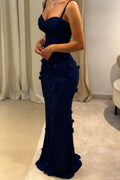Modest Mermaid Spaghetti Straps Light Sky Blue Long Prom Dress Party