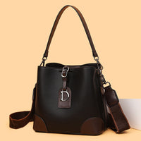 Two-Tone Faux Leather Bucket Bag - Daniela