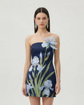 Floral Printed Mini Dress Navy Blue, 10 US