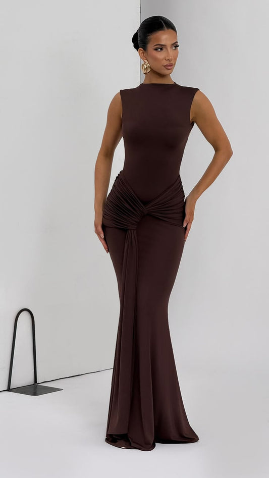 Lorenza Maxi Dress Plum Brown
