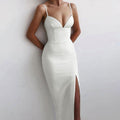 Strappy Sleeveless Slit Midi Bandage Dress White