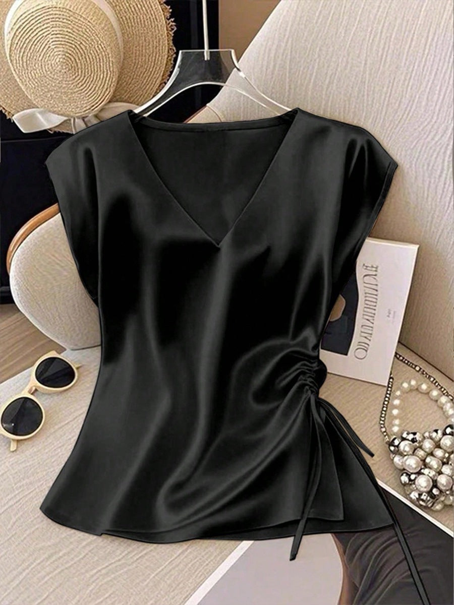 Eirene Flowy V-Neck Satin Top