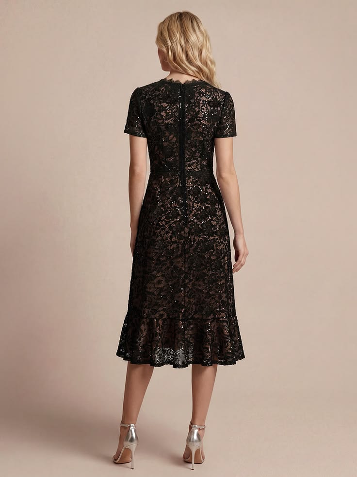 Sequin Lace High Low Wedding Guest Dress Purple Orchid
